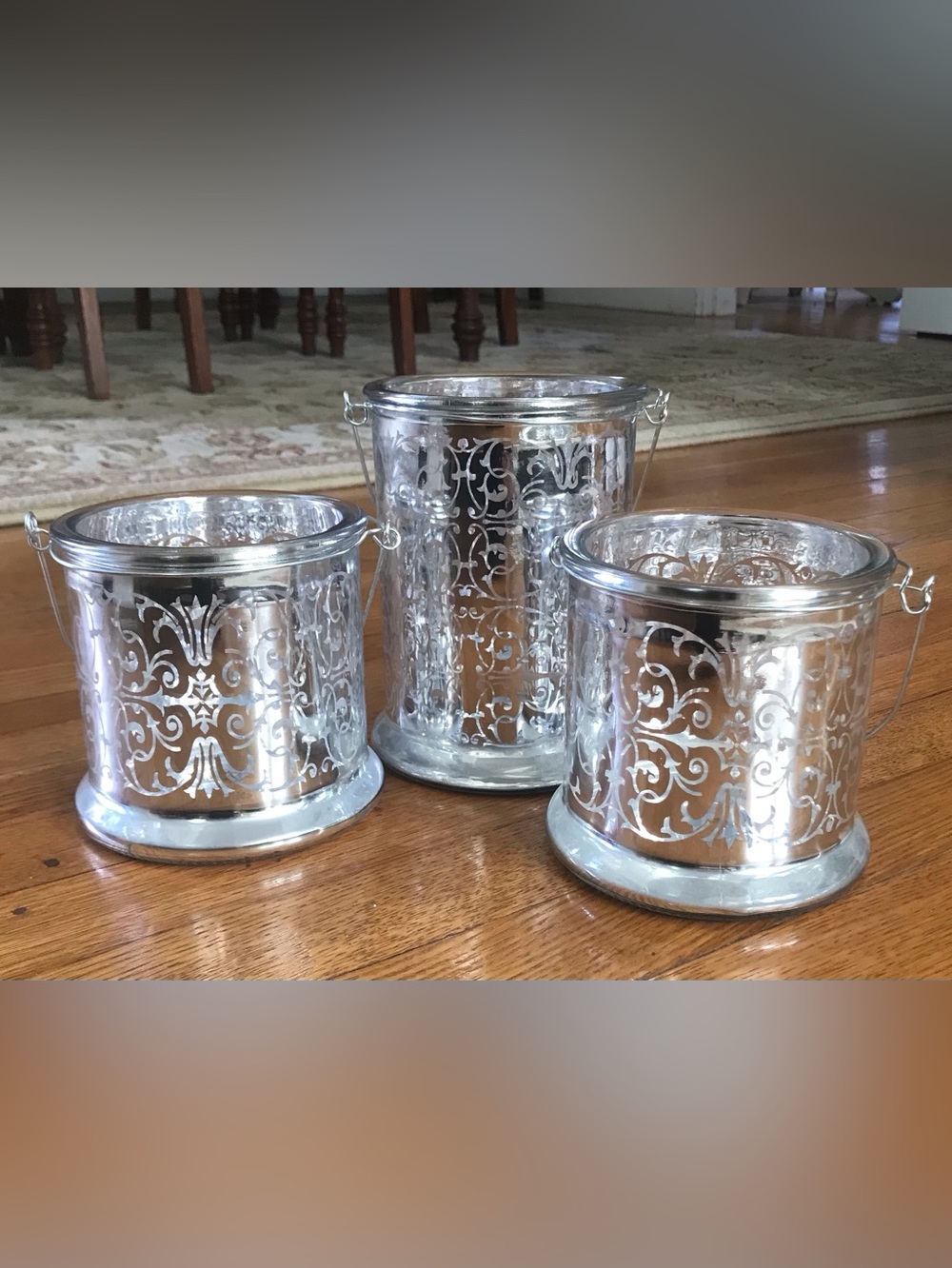 Silver Glass Candle Holders/Lanterns